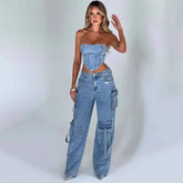 Stylish Low Waist American Style Denim Jeans for Women - Himpall